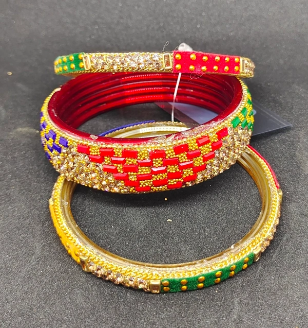 Elegant Multicoloured Glass Bangles Set-A2