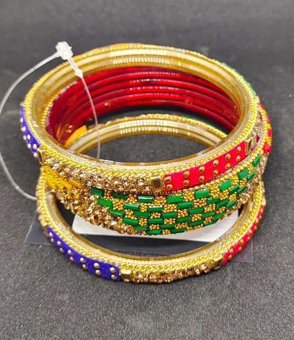 Elegant Multicoloured Glass Bangles Set-A3