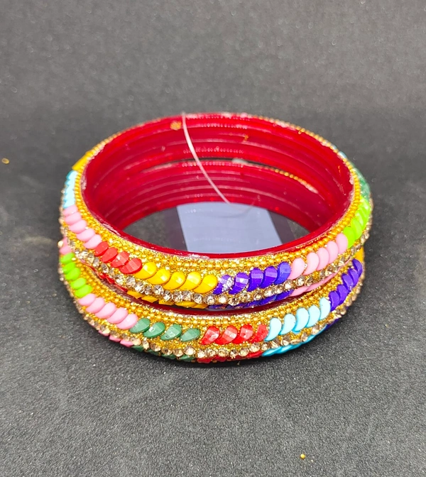 Elegant Multicoloured Glass Bangles Set-A4