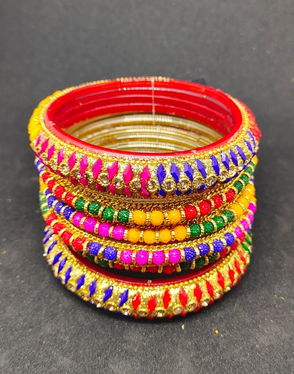 Elegant Multicoloured Glass Bangles Set-A7