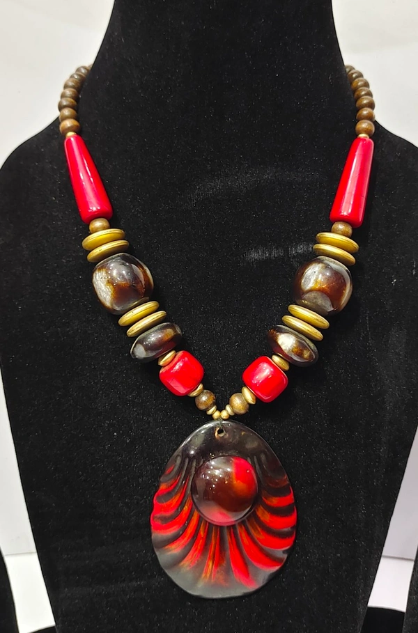 Hand Made Beads Ceramic Necklace-D1 - 1