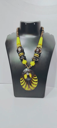 Hand Made Beads Ceramic Necklace-D1 - 1