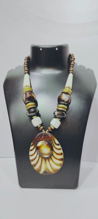 Hand Made Beads Ceramic Necklace-D1 - 1