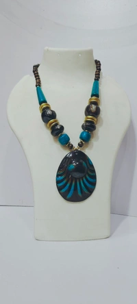 Hand Made Beads Ceramic Necklace-D1 - 1