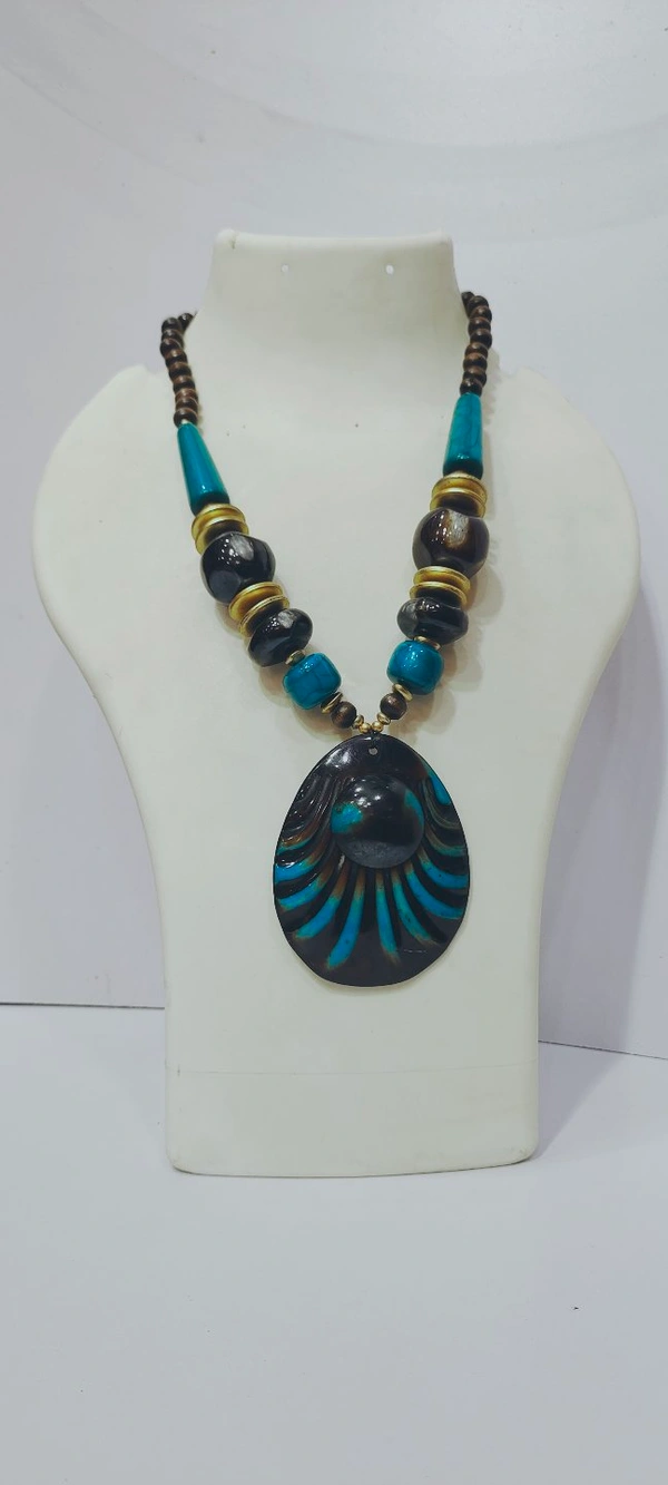 Hand Made Beads Ceramic Necklace-D1 - 4