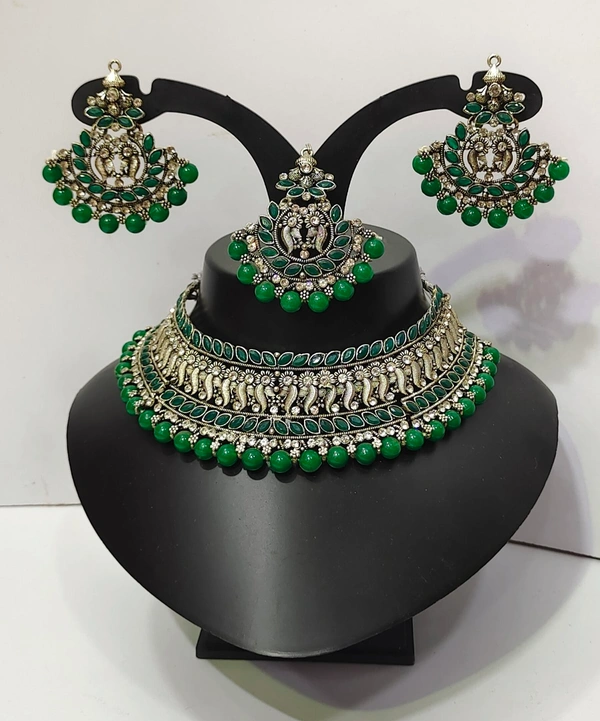 Pearl Fitted Rodium Silver Chocker with Jumkaa-G1