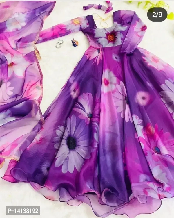 Organza Kurti With Dupatta BB-87GR - S