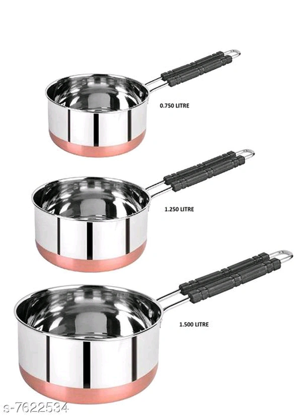 PREMIUM COPPER BOTTOM SAUCEPAN SET OF 3 PIECE BB-07M