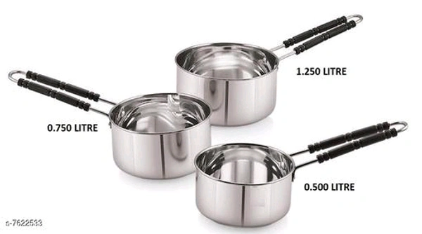 PREMIUM BIDDING STAINLESS STEEL SAUCE PAN SET OF 3 PIECE BB-08M