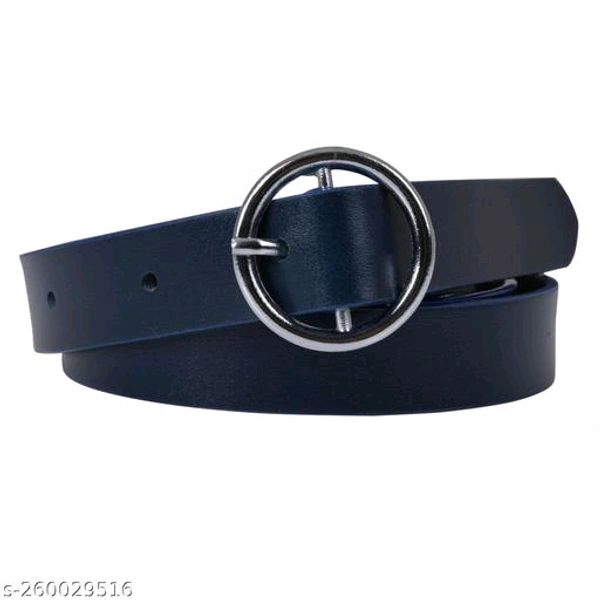 Women's PU Leather Black Belts For Fomal Casual Party Dress Silver O-Ring Buckle BB-63MH - 4, 30