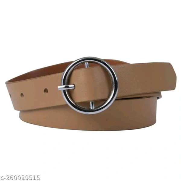 Women's PU Leather Black Belts For Fomal Casual Party Dress Silver O-Ring Buckle BB-63MH - 3, 36