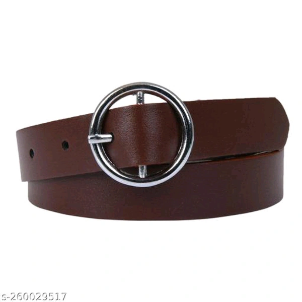 Women's PU Leather Black Belts For Fomal Casual Party Dress Silver O-Ring Buckle BB-63MH - 5, 36