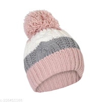 Cozy Hand-Knitted Women's Cap - 3 Color Shades & Pom Pom  BB-98MH - 1