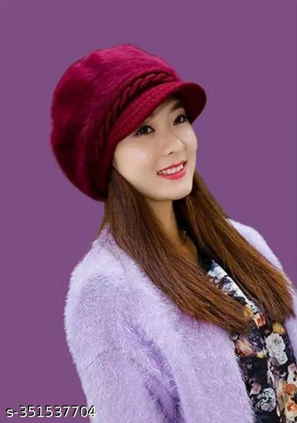 Hriday Acryclic Women'S Warm Wool Furr Skull Cap BB-01MH - 4