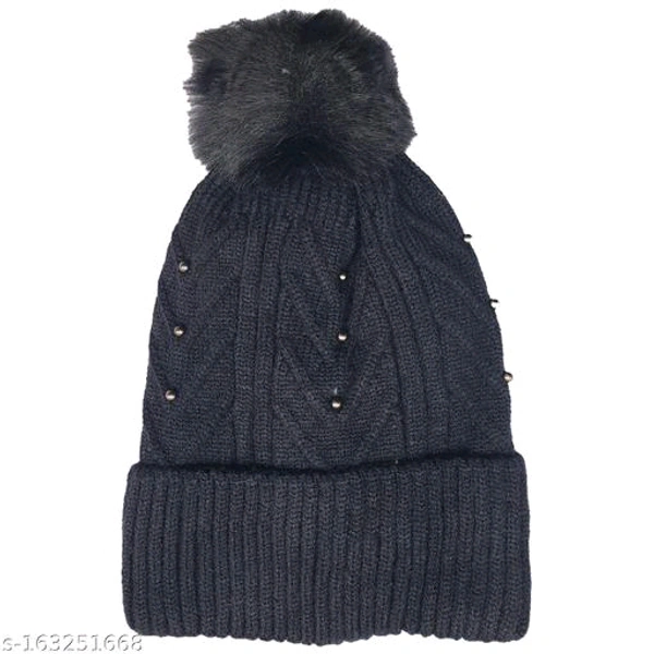 QUEERY Warm Winter Soft Pom-Pom Woolen Beanie Cap BB-04MH - 1