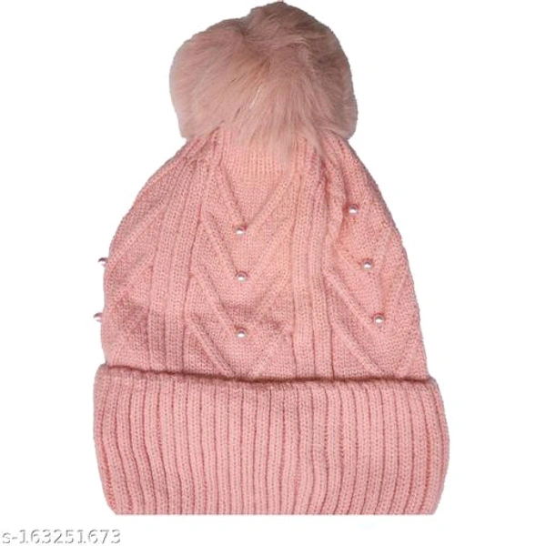 QUEERY Warm Winter Soft Pom-Pom Woolen Beanie Cap BB-04MH - 3