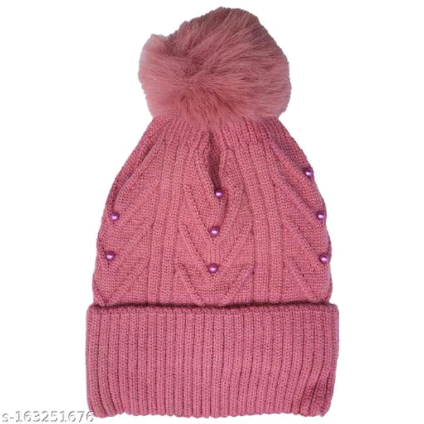 QUEERY Warm Winter Soft Pom-Pom Woolen Beanie Cap BB-04MH - 4