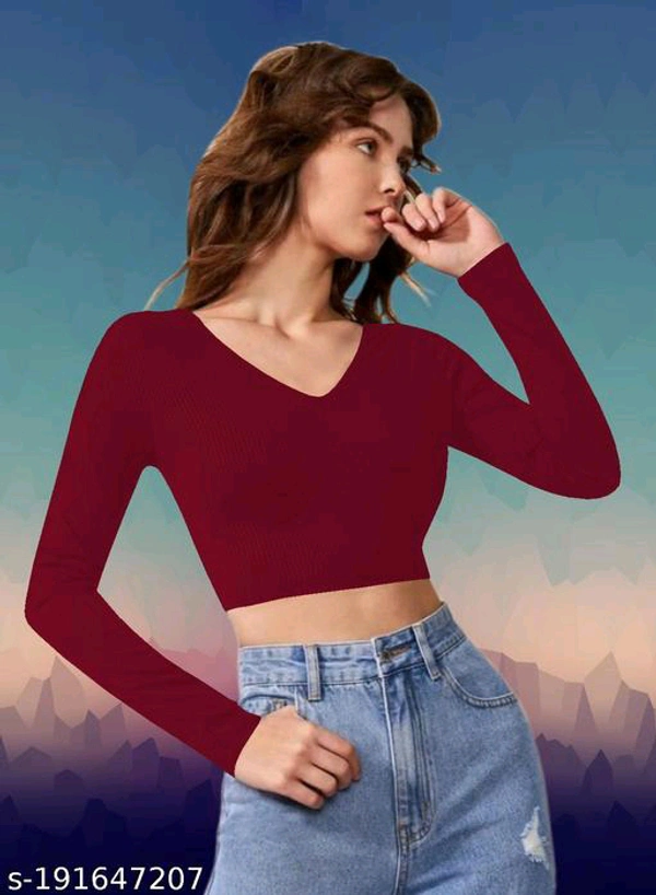 V Neck Crop Top BB-46MH - 4, L