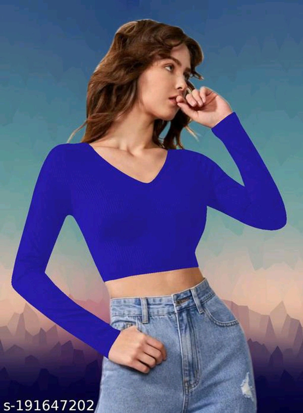 V Neck Crop Top BB-47MH - 3, M