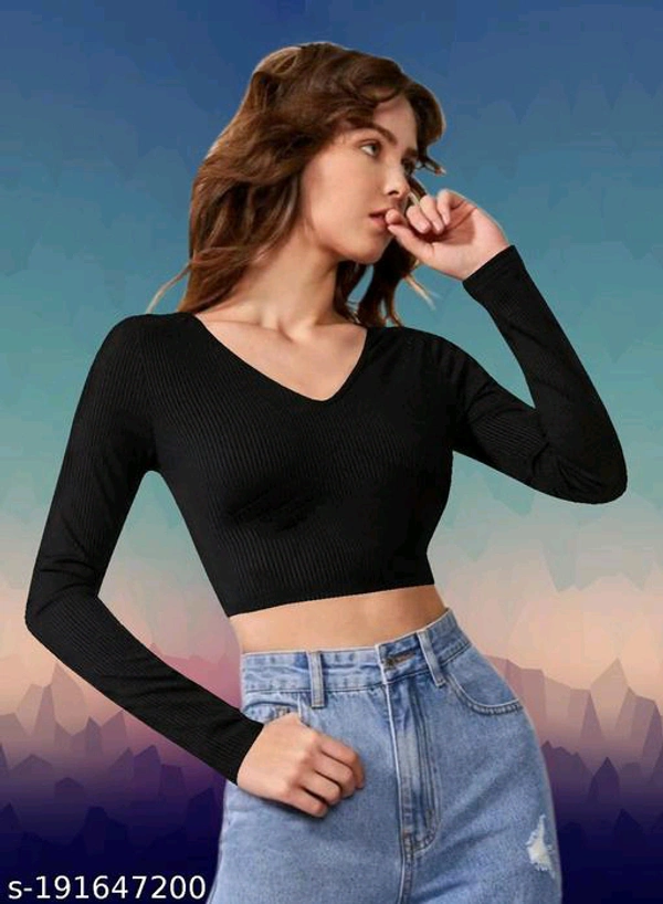 V Neck Crop Top BB-47MH - 5, M