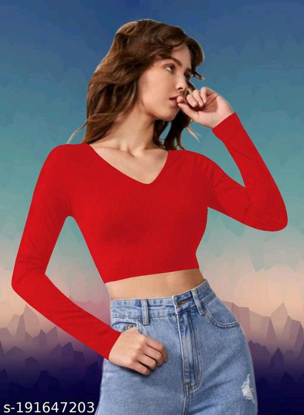 V Neck Crop Top BB-47MH - 2, XL