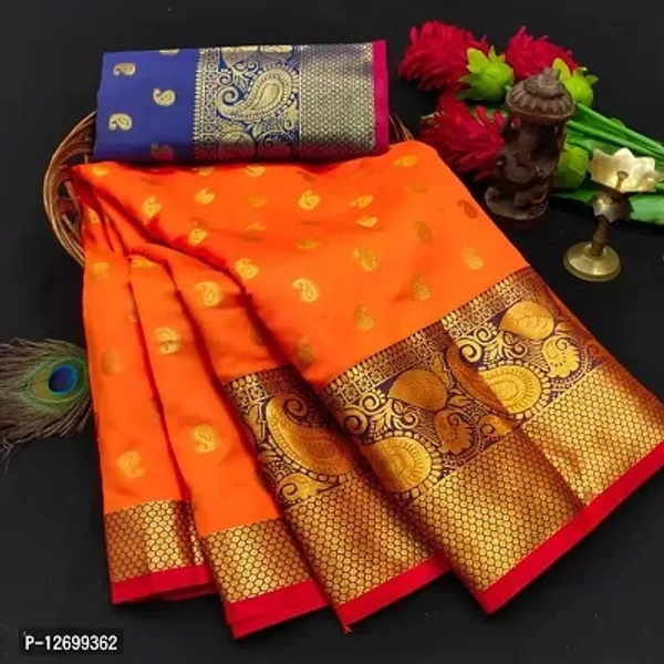 Cotton Silk Jacquard Butta Work Sarees-GR01 - 4