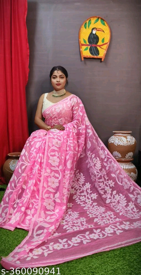 Floral Desine Soft Dhakai Jamdani Saree-MH07 - 2