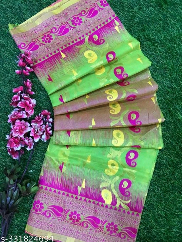 Floral Woven Design Jamdani Saree-MH20 - 8