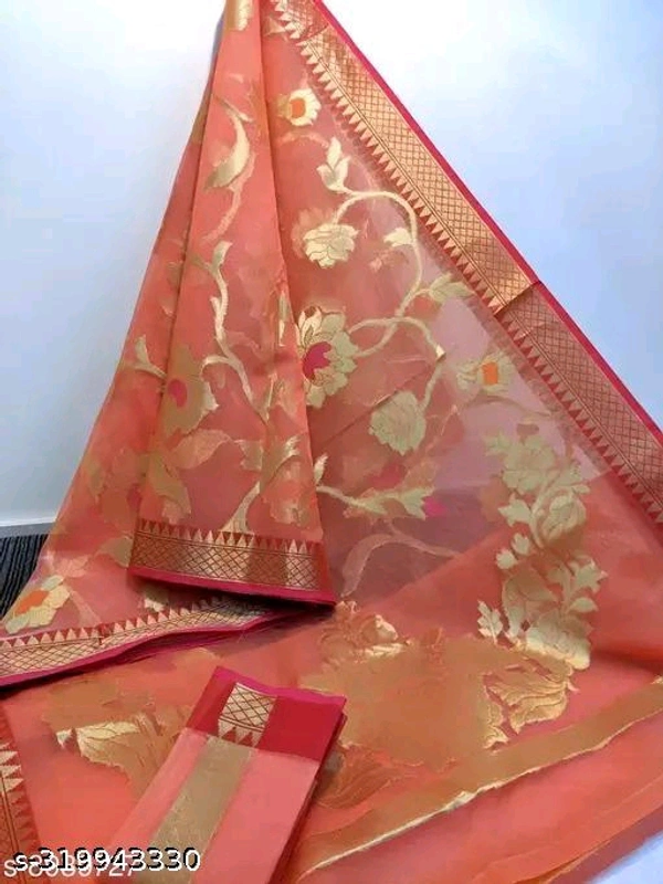 Zari work woven Orgenza  Saree - MH28 - 4