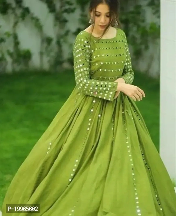 Beautiful Rayon Mirror work Stitched Ethnic Gown-GR01 - XXL
