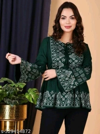 Printed Round Neck Women Top - MH01 - 1, M