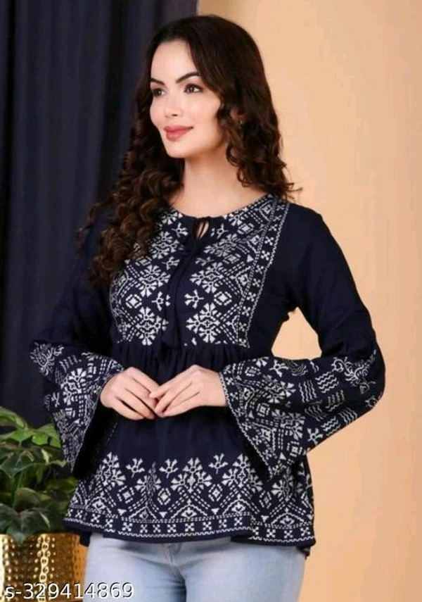 Printed Round Neck Women Top - MH01 - 3, M