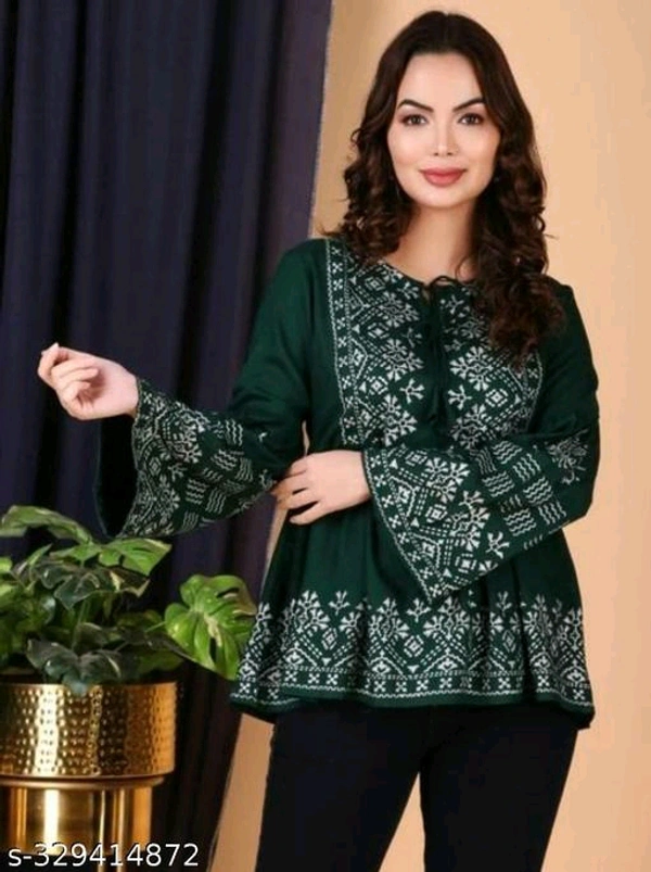 Printed Round Neck Women Top - MH01 - 4, L