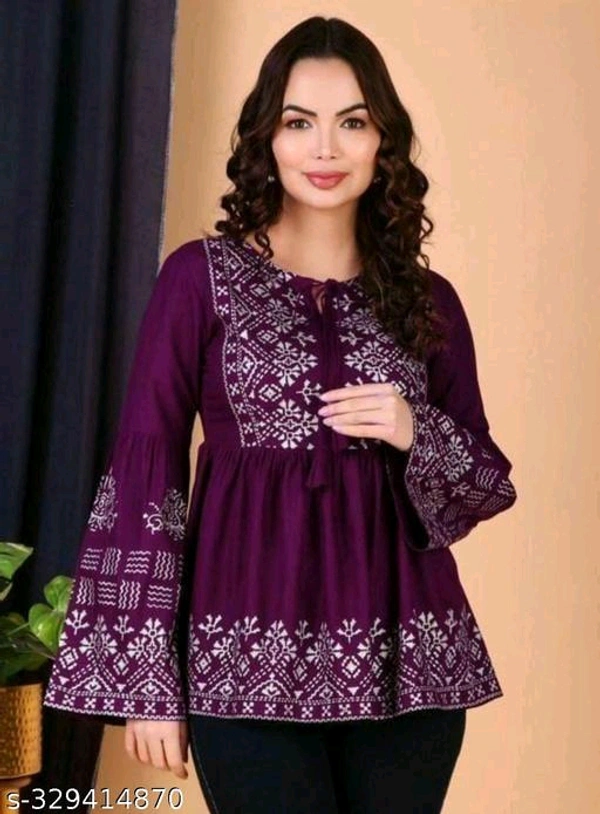 Printed Round Neck Women Top - MH01 - 1, XXL