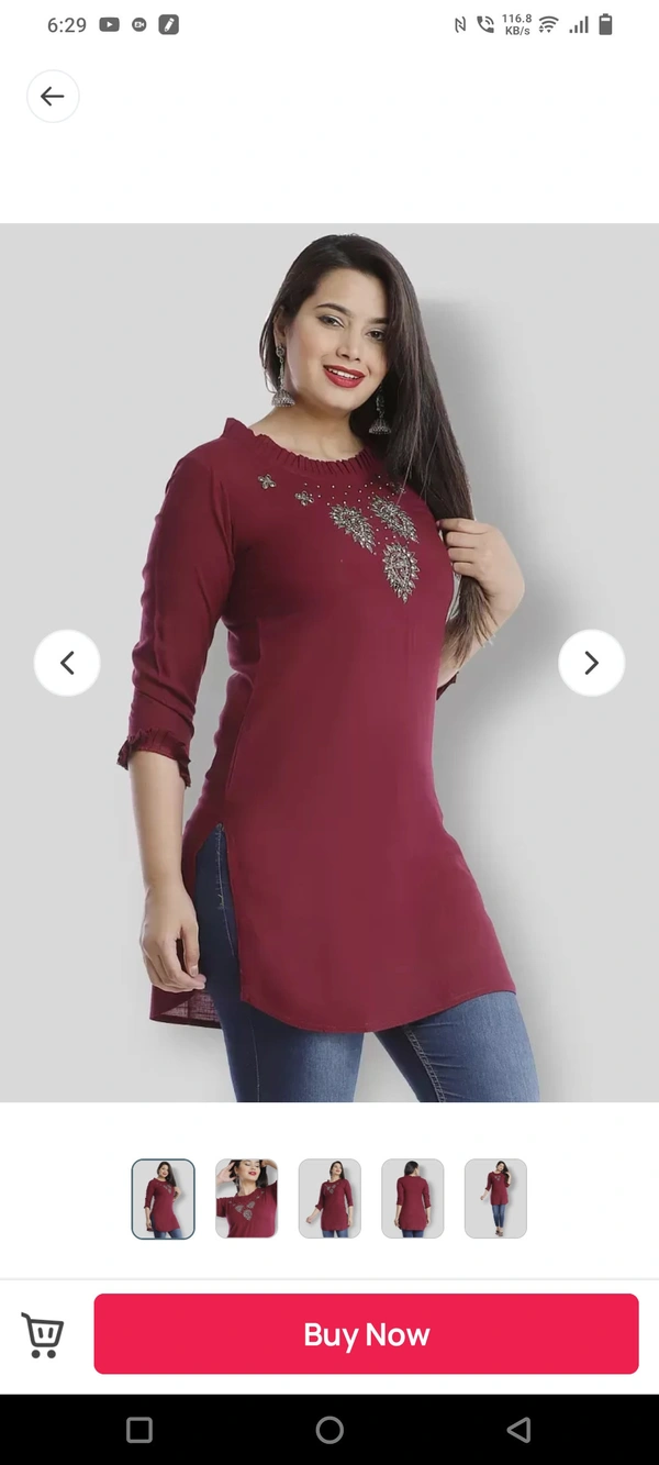 Rayon Handwork Short Kurta- MH01 - XXL