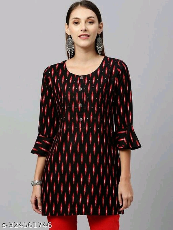 Designer Rayon Printed Short Kurti -MH03 - 1, L
