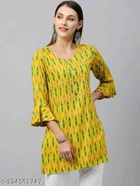 Designer Rayon Printed Short Kurti -MH03 - 1, L
