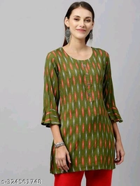 Designer Rayon Printed Short Kurti -MH03 - 1, L