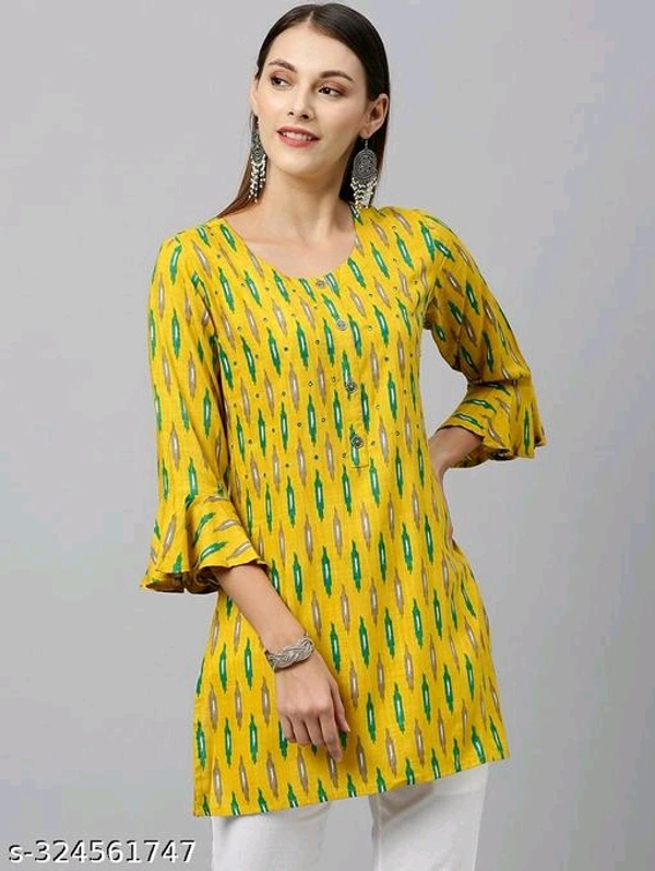 Designer Rayon Printed Short Kurti -MH03 - 2, L