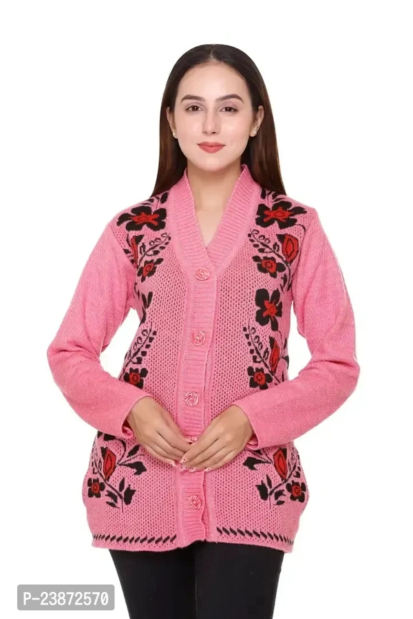 PIPASA Winter WEAR Full Sleeve Wool Cardigan for Women Girls BB-02GR - 3, M
