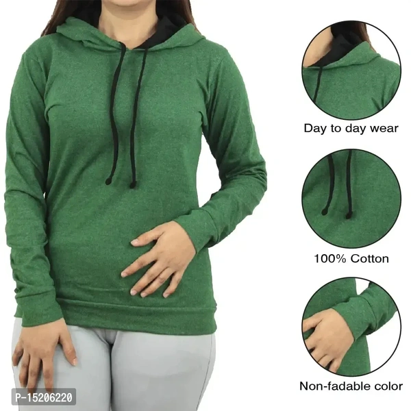 Ayvina Women's Full Sleeve Hooded Neck T Shirt BB-06GR - 3, L