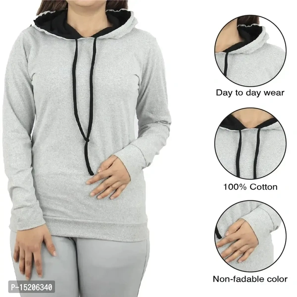 Ayvina Women's Full Sleeve Hooded Neck T Shirt BB-06GR - 5, XL