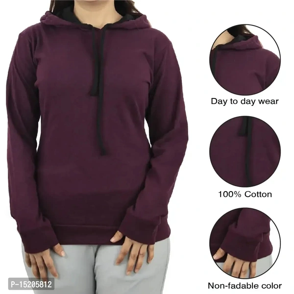 Ayvina Women's Full Sleeve Hooded Neck T Shirt BB-07GR - 1, L
