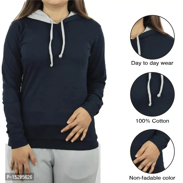 Ayvina Women's Full Sleeve Hooded Neck T Shirt BB-07GR - 3, XL