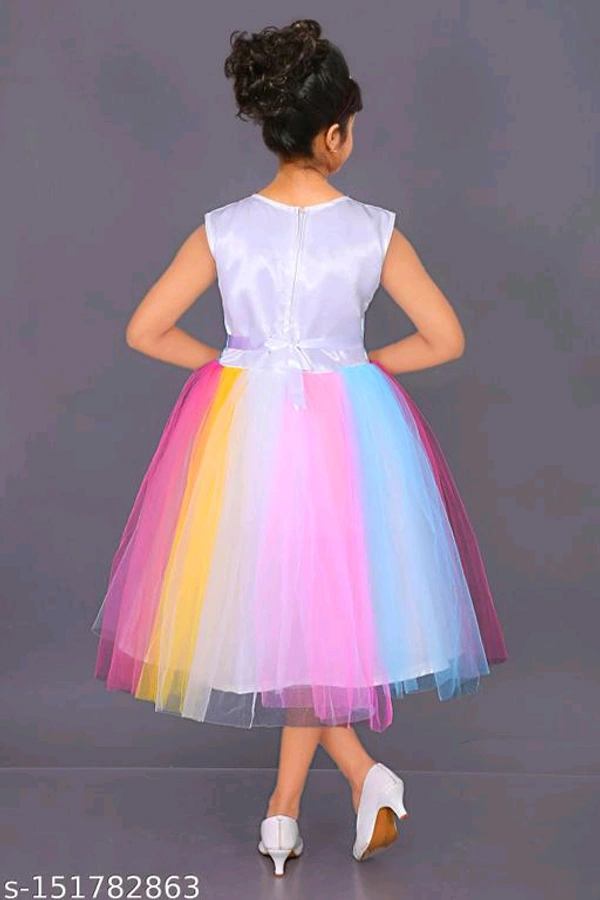 Girls Net Frock Unicorn Dress - MH04 - 6-7