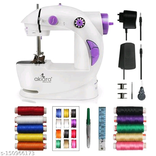 Akiara® Mini Sewing Machine For Home Tailoring Use | Mini Silai Machine | Mini Stitching With With Multicolour Threads and Bobbin Set BB-41MH