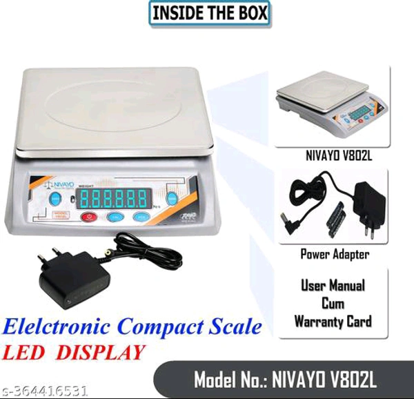 Quality Weight Machine For Kitchen/Shop With Power Adapter & 4V Re-Chargeable Battery Weighing Scale BB-60MH