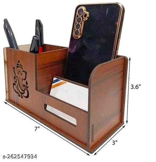 Wooden Pen Stand With Visiting Card & Mobile Holder-dy54mh