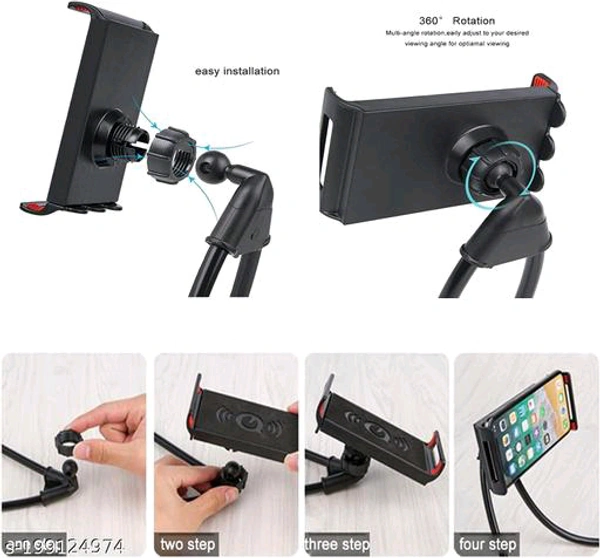 SKYCELL Neck Lazy Mobile Holder Universal Lazy Bracket - Universal Hanging on Neck Lazy Phone Holder DIY Free Rotating Stand on Table Smart Multiple Functions Mobile Phone Mount Stand(Black)BB-30MHBRC-0187