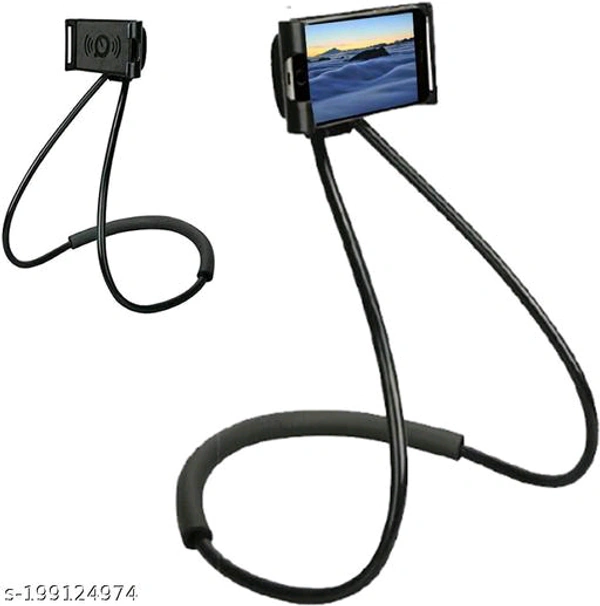 SKYCELL Neck Lazy Mobile Holder Universal Lazy Bracket - Universal Hanging on Neck Lazy Phone Holder DIY Free Rotating Stand on Table Smart Multiple Functions Mobile Phone Mount Stand(Black)BB-30MHBRC-0187